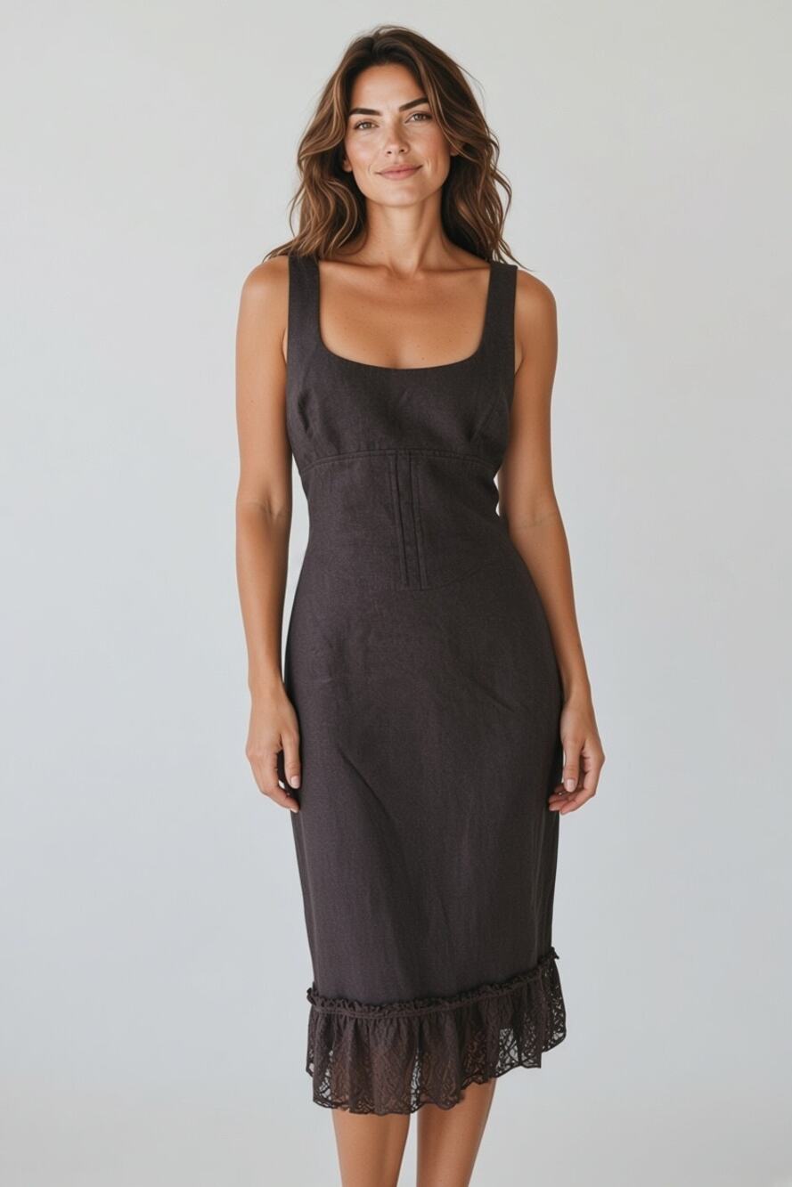 Rebecca Taylor Wool Chocolate Brown Sleeveless Sheath Dress Size 6 Office Career